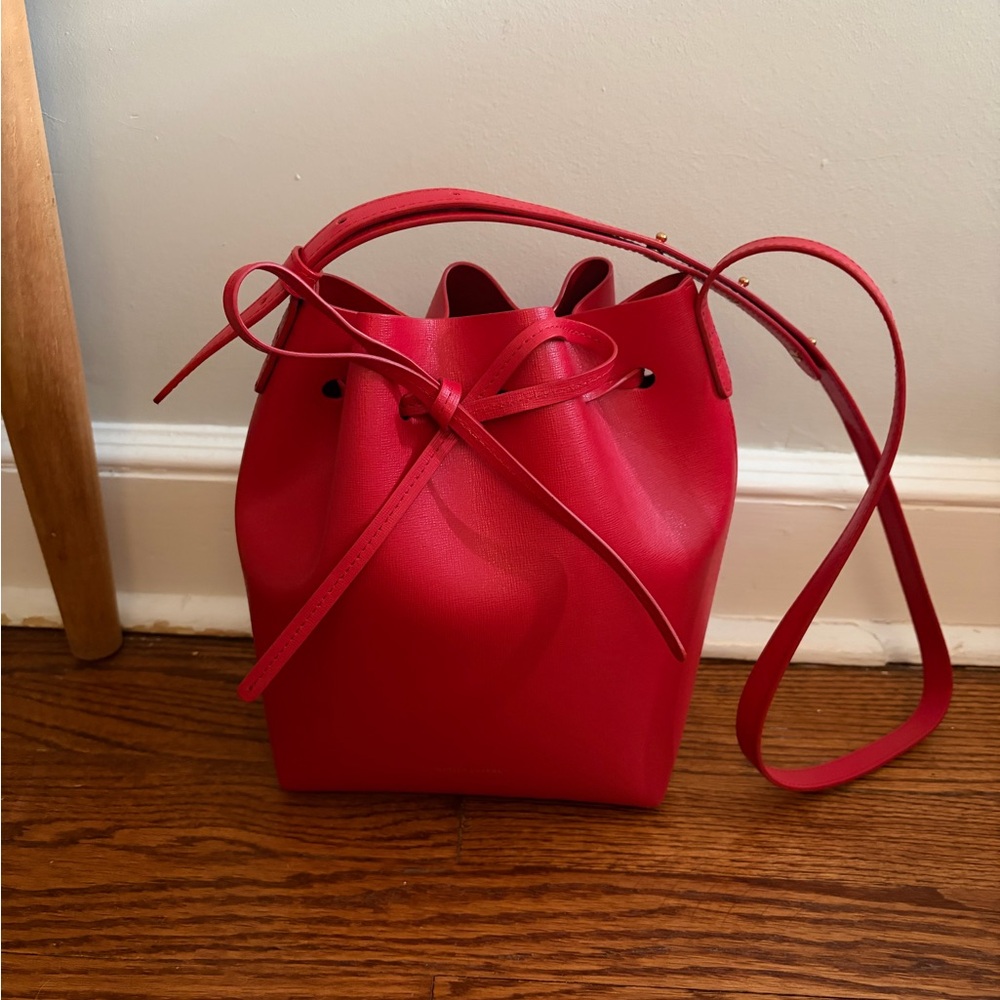 Mansur Gavriel Vibrant Red Leather Bucket Crossbody